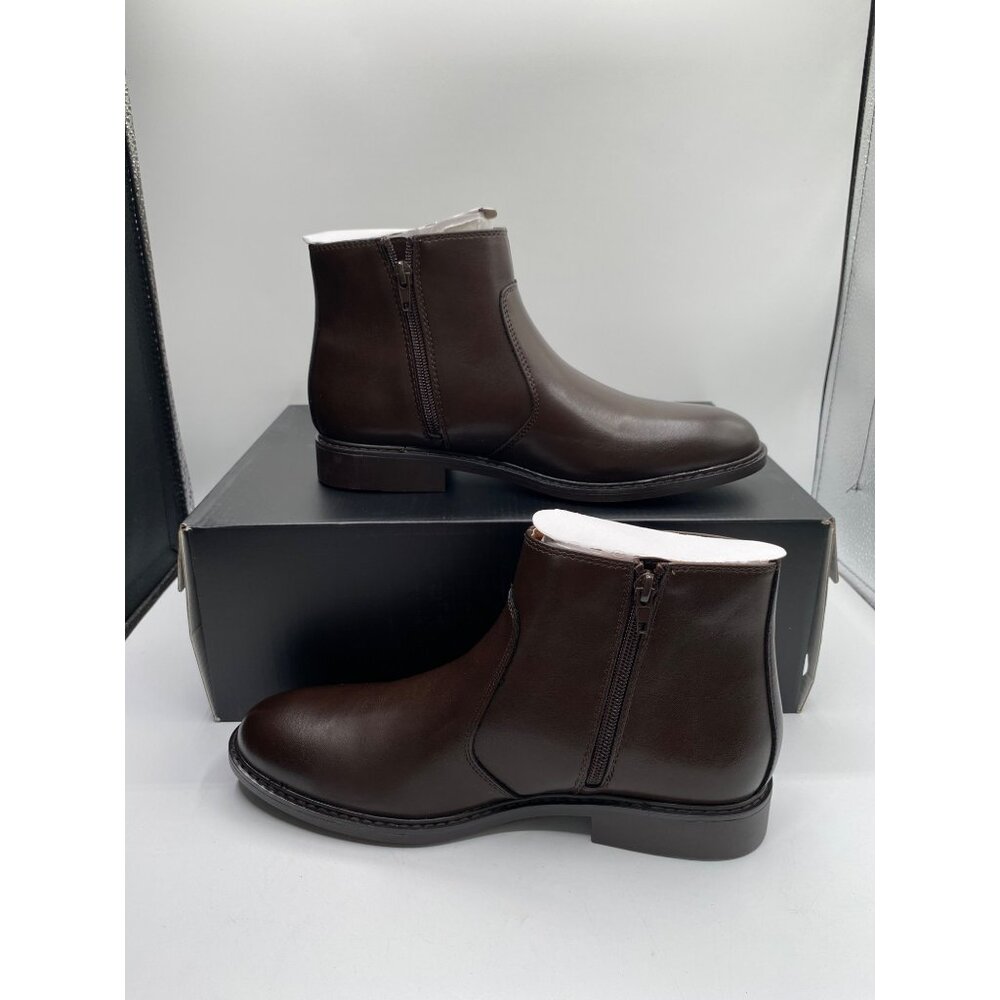 Alfani Men's Brown Liam Round Toe Pull On Side Zip Ankle Boots NWB
